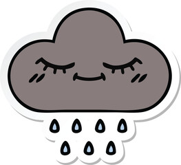 sticker of a cute cartoon storm rain cloud