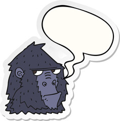 cartoon angry gorilla face with speech bubble sticker