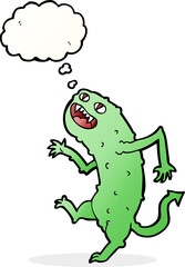 cartoon monster with thought bubble