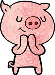 happy cartoon pig