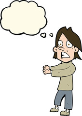 cartoon shocked man with thought bubble