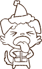 Christmas Dog Charcoal Drawing