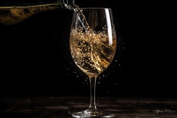 Champagne Poured In Glass. Generative AI