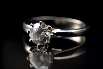 Isolated Diamond Engagement Ring In Closeup. Generative AI