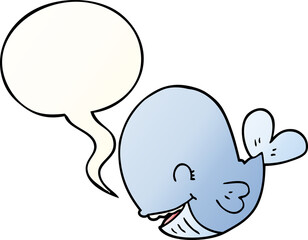 cartoon whale with speech bubble in smooth gradient style