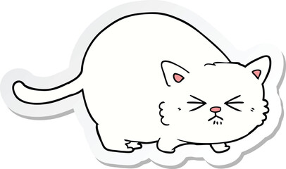 sticker of a cartoon angry cat