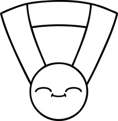 line drawing cartoon of a gold medal