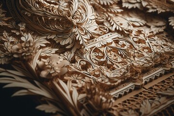 Intricate and fragile patterns made of layered paper. Generative AI