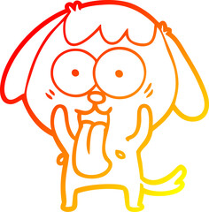 warm gradient line drawing of a cute cartoon dog