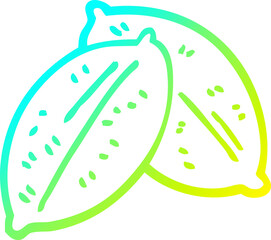 cold gradient line drawing of a cartoon leaf