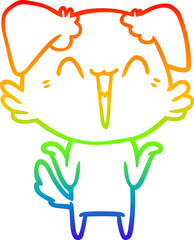 rainbow gradient line drawing of a happy little dog cartoon