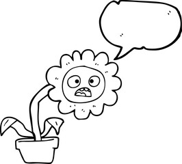 freehand drawn speech bubble cartoon sad flower
