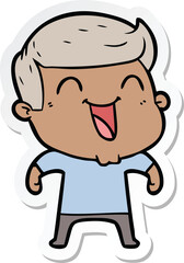 sticker of a cartoon man laughing