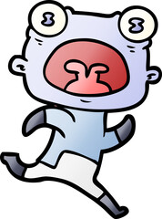 cartoon weird alien running away