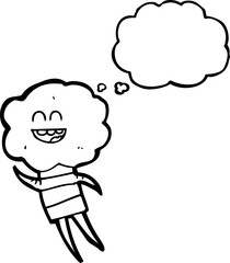 freehand drawn thought bubble cartoon cute cloud head creature