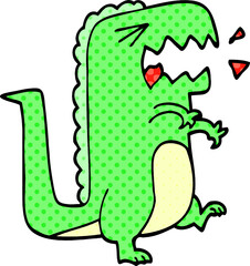 cartoon doodle roaring t rex