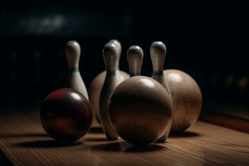 A background featuring bowling pins and a ball. Generative AI