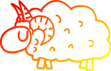 warm gradient line drawing of a cartoon black sheep