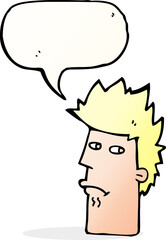 cartoon nervous expression with speech bubble