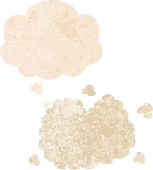 Keuken spatwand met foto cartoon smoke cloud with thought bubble in grunge distressed retro textured style © lineartestpilot