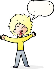 cartoon woman shouting with speech bubble