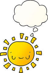 cartoon sun with thought bubble in smooth gradient style
