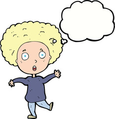 cartoon startled person with thought bubble