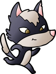 friendly cartoon wolf running