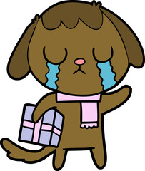 cute cartoon dog crying