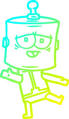 cold gradient line drawing of a cartoon robot