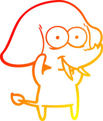 warm gradient line drawing of a happy cartoon elephant