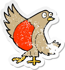 retro distressed sticker of a cartoon dancing robin