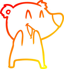 warm gradient line drawing of a laughing polar bear cartoon