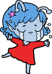 cartoon crying alien girl