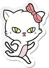 Fototapeta na wymiar sticker of a cute cartoon cat