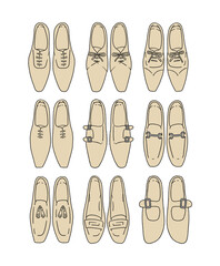 ベージュの革靴のイラストセット