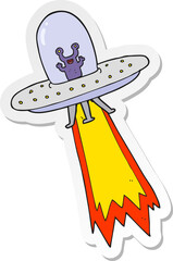 sticker of a cartoon flying saucer