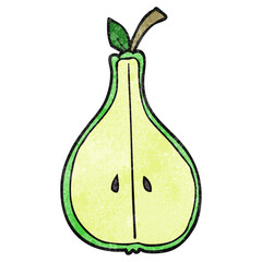 freehand textured cartoon half pear