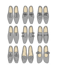 グレーの革靴のイラストセット