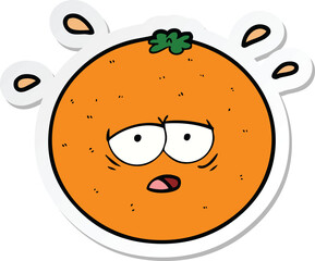 sticker of a cartoon orange