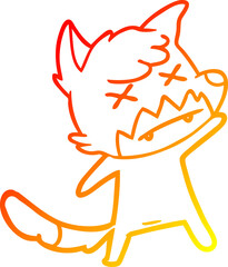 warm gradient line drawing of a cartoon cross eyed fox