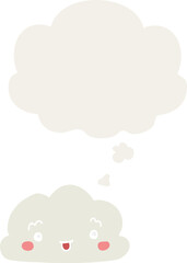cartoon cloud with thought bubble in retro style