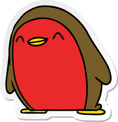 freehand drawn sticker cartoon cute kawaii red robin