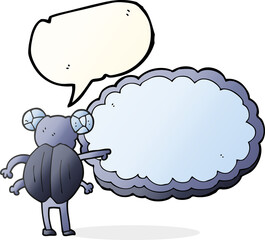 freehand drawn speech bubble cartoon pointing insect