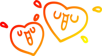 Obraz premium warm gradient line drawing of a happy cartoon hearts