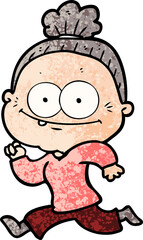 cartoon happy old woman