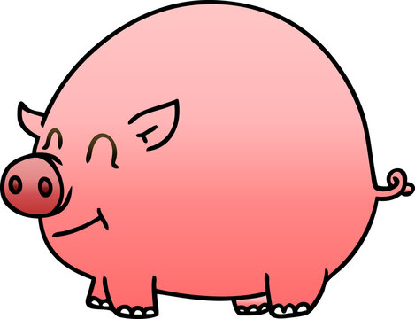 gradient shaded quirky cartoon pig