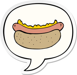 cartoon hotdog with speech bubble sticker