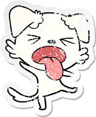 distressed sticker of a cartoon disgusted dog