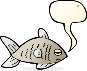 cartoon funny fish with speech bubble